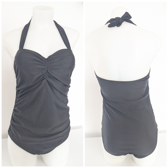 NWOT, One piece Push Up Black Swimsuit, Sz L - Picture 1 of 4